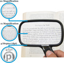 EasY Magnifier Magnifying Glass 2.0X with LED Light for Reading - Large hand-held Magnification with Battery and USB charging cable; Rechargeable Magnify Glasses as a visual aid and practical gift