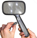 EasY Magnifier Magnifying Glass 2.0X with LED Light for Reading - Large hand-held Magnification with Battery and USB charging cable; Rechargeable Magnify Glasses as a visual aid and practical gift