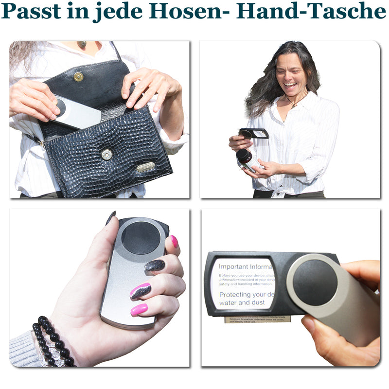 EasY Magnifier Reise Taschen Leselupe für unterwegs