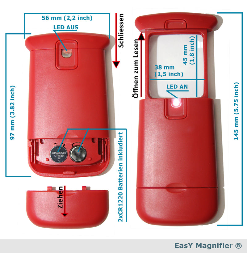 easy magnifier kleine lupe abmessungen