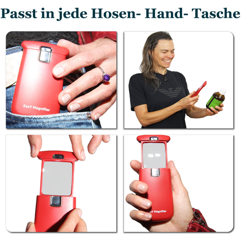 easy magnifier kleine rechteckige lupe handtasche tasche